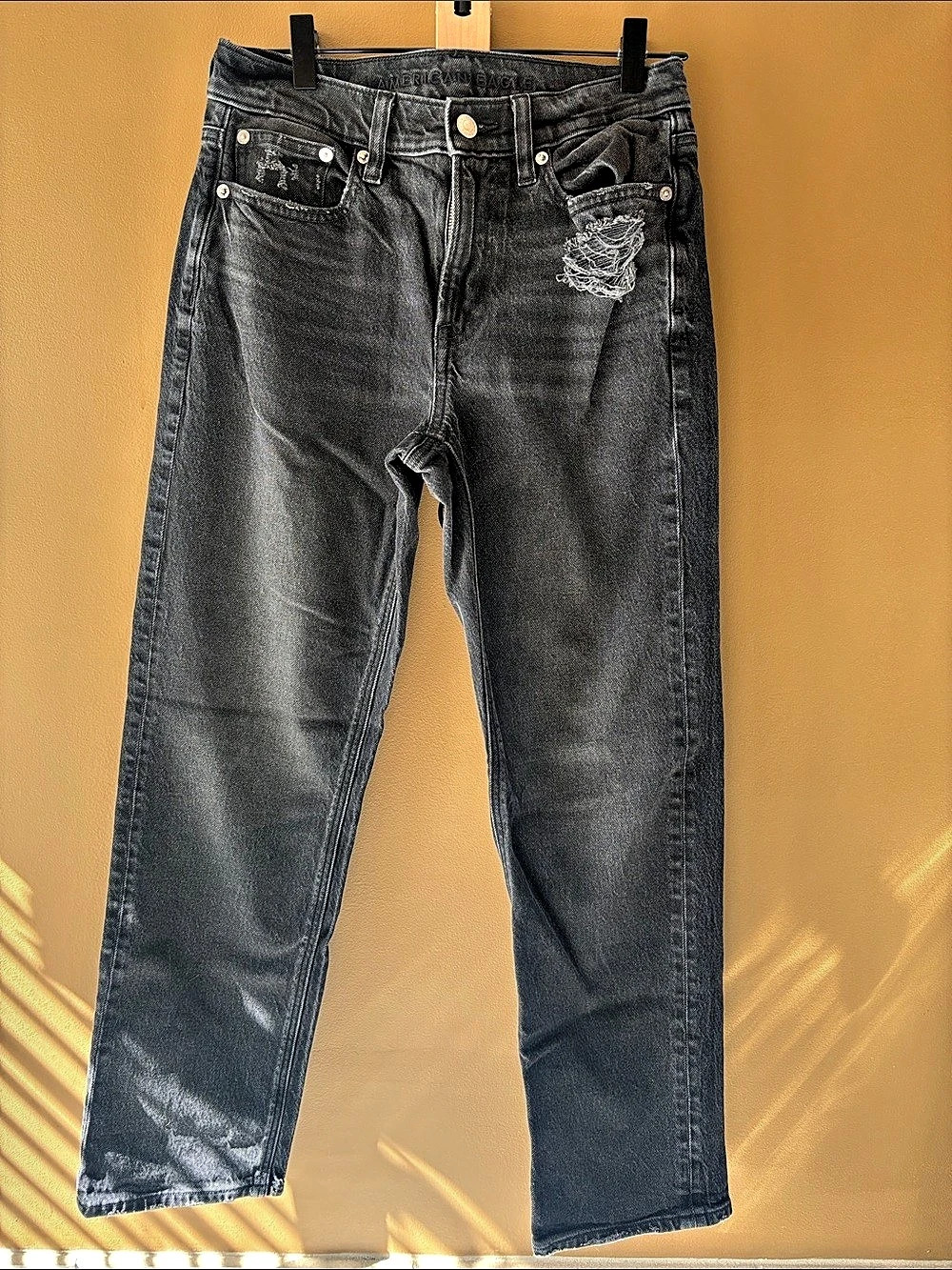 American Eagle Stretch Mom Jeans Black straight leg